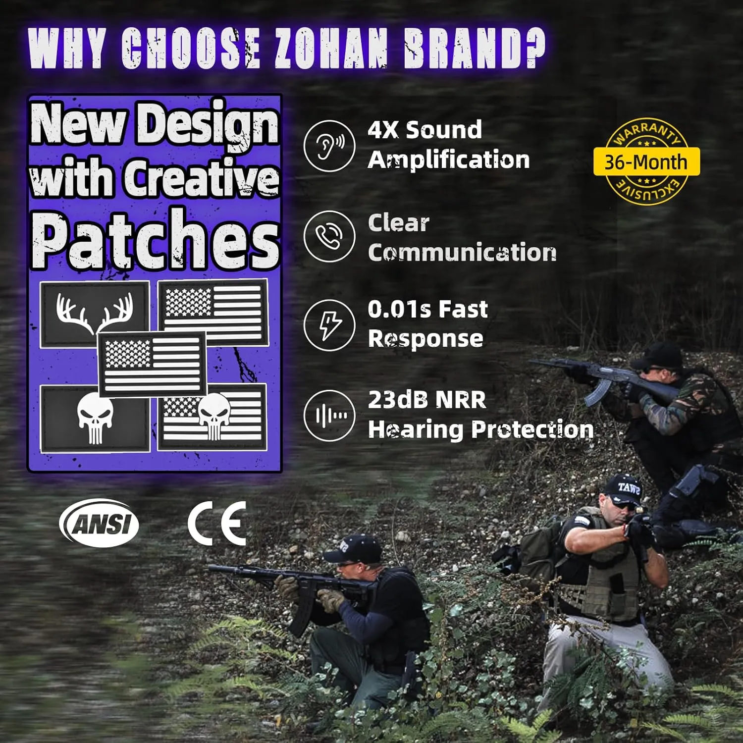 ZOHAN Electronic Shooting Earmuffs, Hearing Protection Shooters, NRR 23dB Noise Reduction Gun Range Ear Protection Headphones