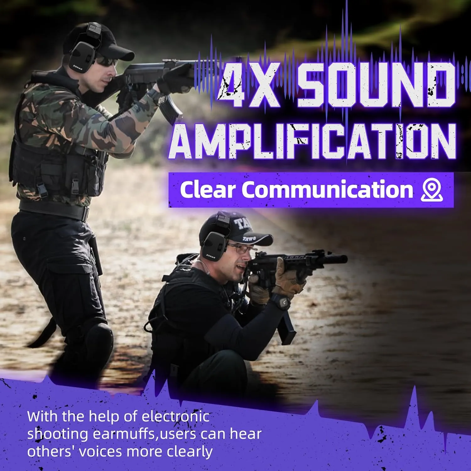 ZOHAN Electronic Shooting Earmuffs, Hearing Protection Shooters, NRR 23dB Noise Reduction Gun Range Ear Protection Headphones