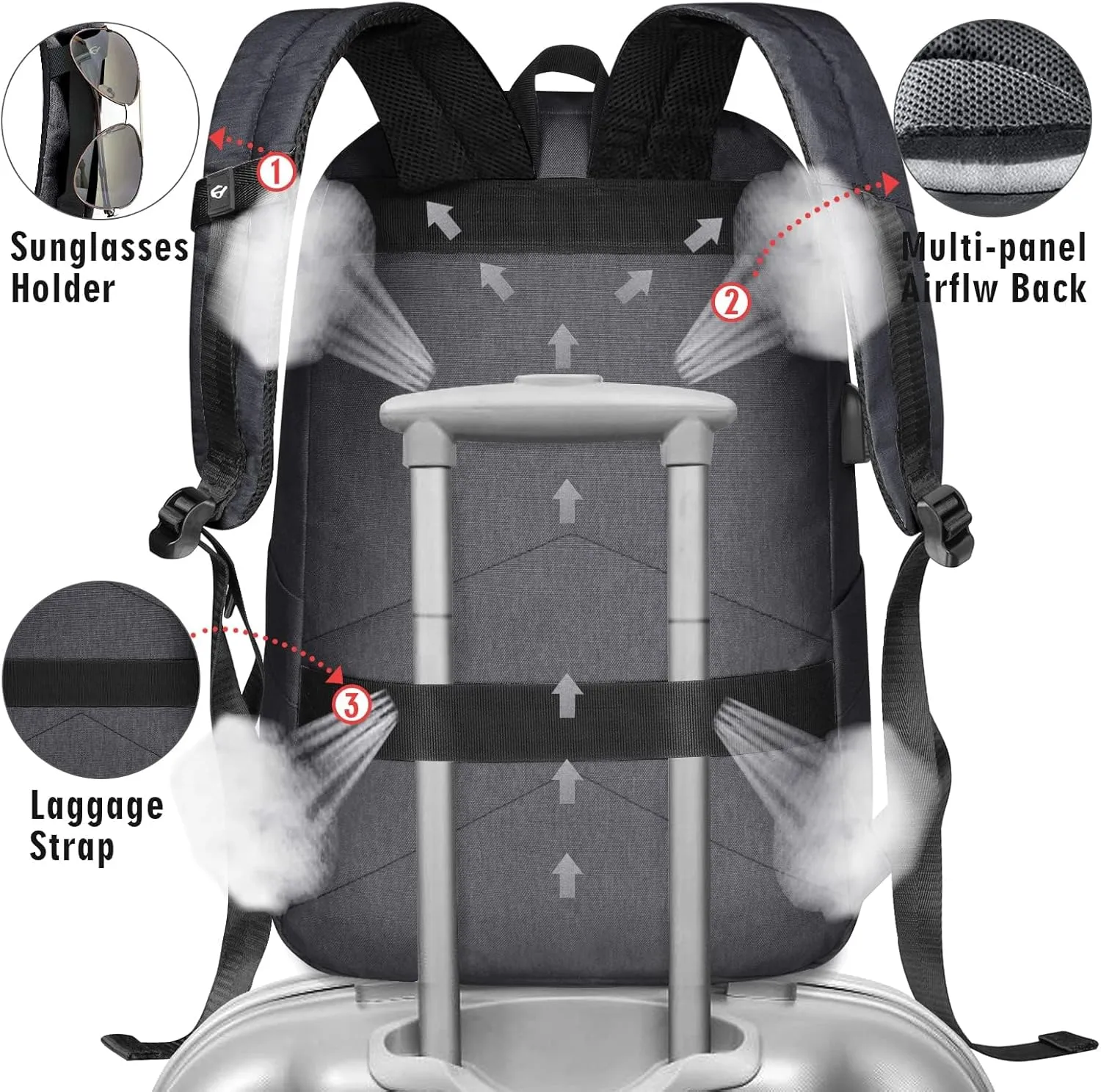 ZOMAKE Travel Laptop Backpack Water Resistant Anti-Theft Bag with USB Charging Port and Lock 14/15.6Inch Computer Business Backpacks Gift for Men Women(15.6 IN,A-Black)