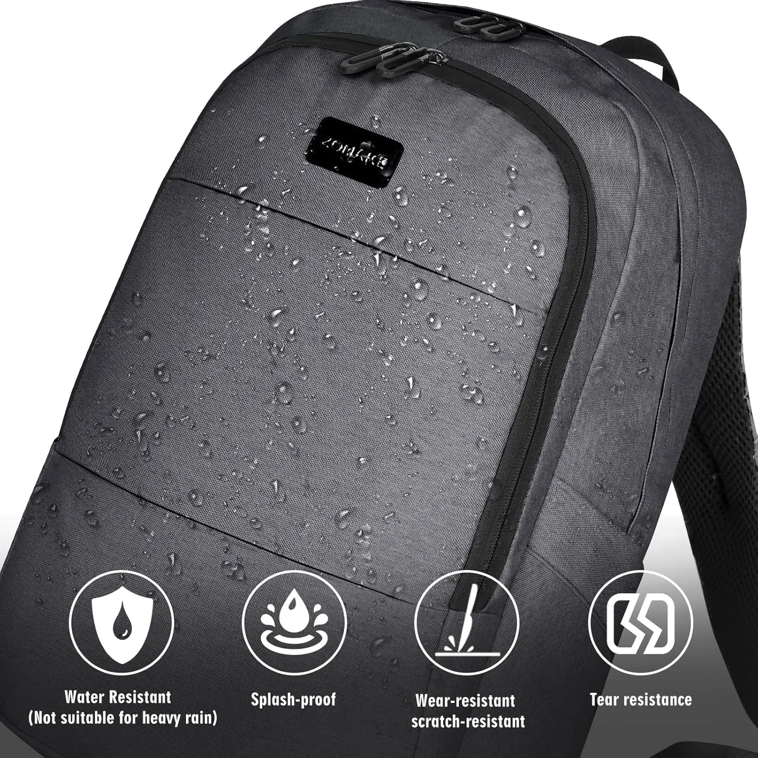 ZOMAKE Travel Laptop Backpack Water Resistant Anti-Theft Bag with USB Charging Port and Lock 14/15.6Inch Computer Business Backpacks Gift for Men Women(15.6 IN,A-Black)