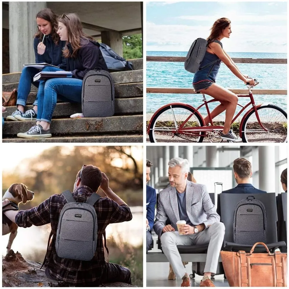 ZOMAKE Travel Laptop Backpack Water Resistant Anti-Theft Bag with USB Charging Port and Lock 14/15.6Inch Computer Business Backpacks Gift for Men Women(15.6 IN,A-Black)