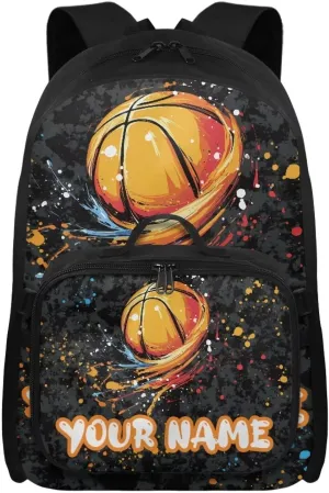 ZOUTAIRONG Kids Backpacks for Boys, Colored Inkjet Basketball Design Personalized Large Capacity School Bag and Removable Dining Bag, Casual Bookbag with Side Pockets