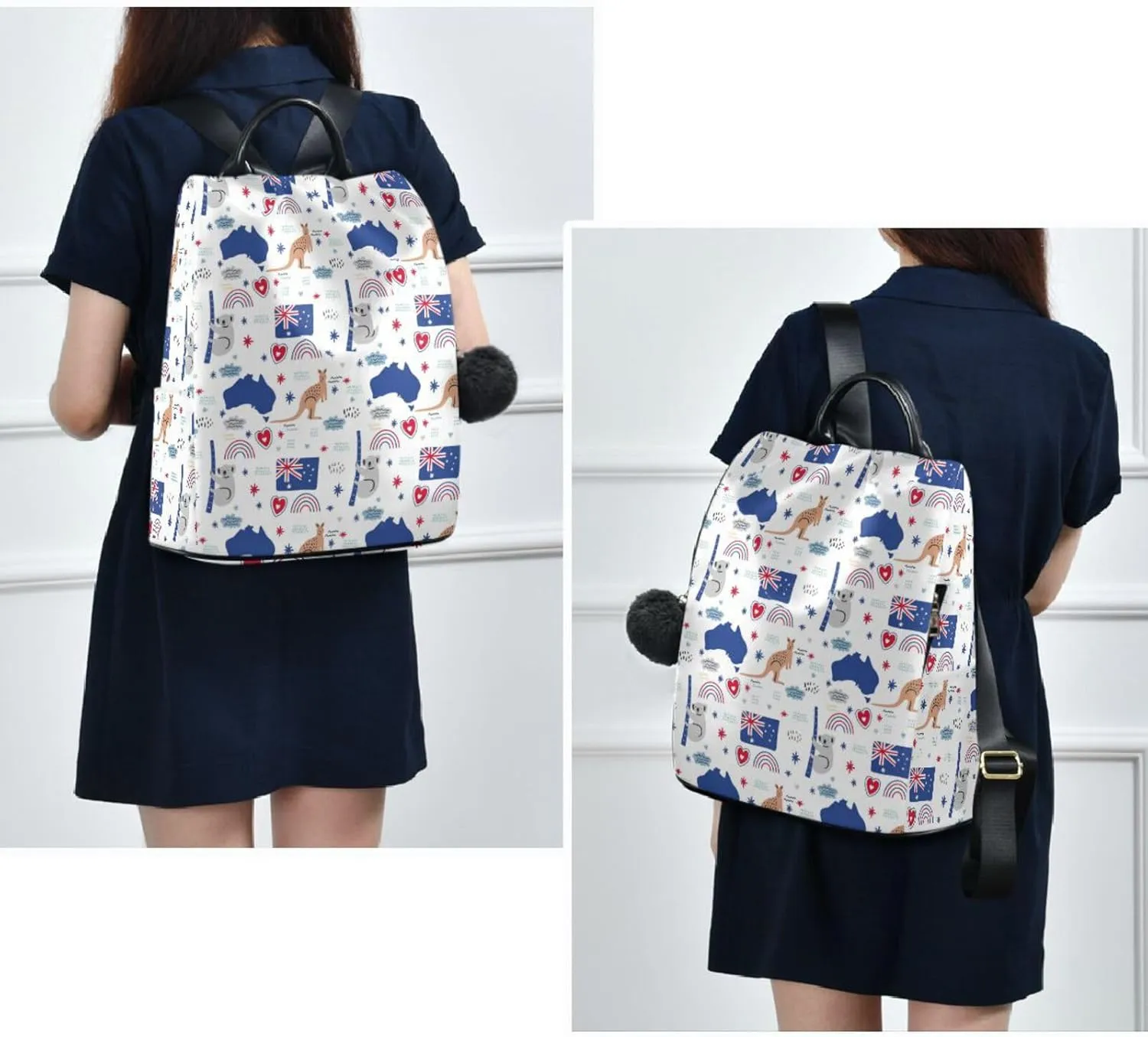 ZZKKO Australia Icons Kangaroo Backpack Purse for Women Rucksack Anti Theft Fashion Travel Lightweight Ladies Shoulder Bag
