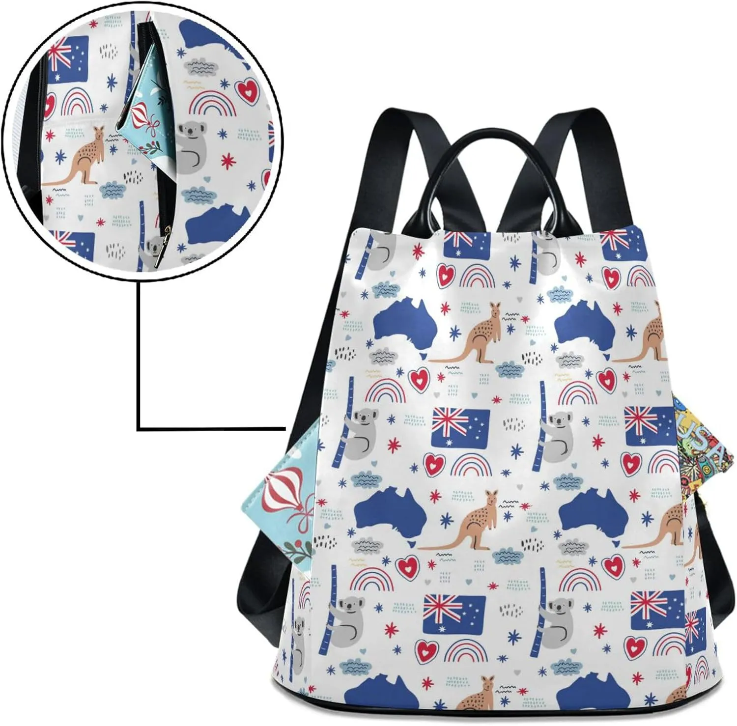 ZZKKO Australia Icons Kangaroo Backpack Purse for Women Rucksack Anti Theft Fashion Travel Lightweight Ladies Shoulder Bag