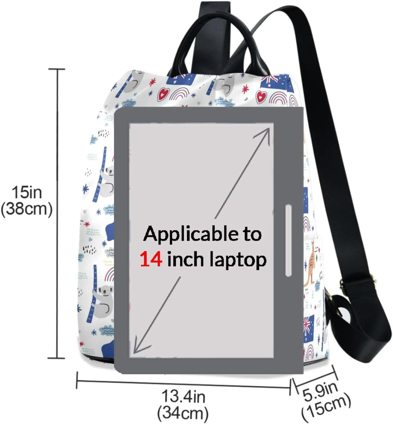 ZZKKO Australia Icons Kangaroo Backpack Purse for Women Rucksack Anti Theft Fashion Travel Lightweight Ladies Shoulder Bag