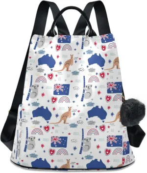 ZZKKO Australia Icons Kangaroo Backpack Purse for Women Rucksack Anti Theft Fashion Travel Lightweight Ladies Shoulder Bag
